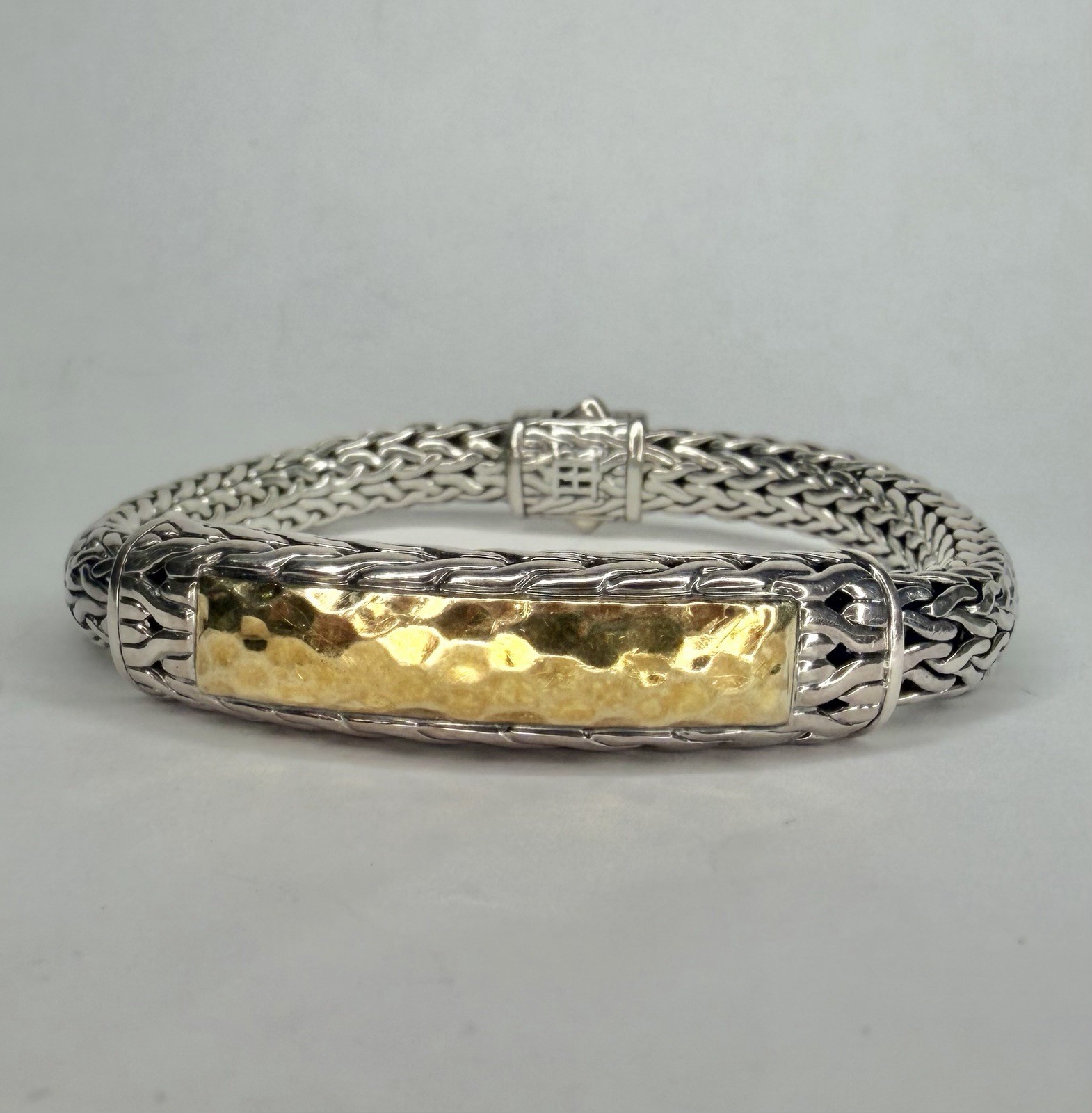 John Hardy Sterling 22k Gold Hammered Palu Collection Bracelet 6.5″