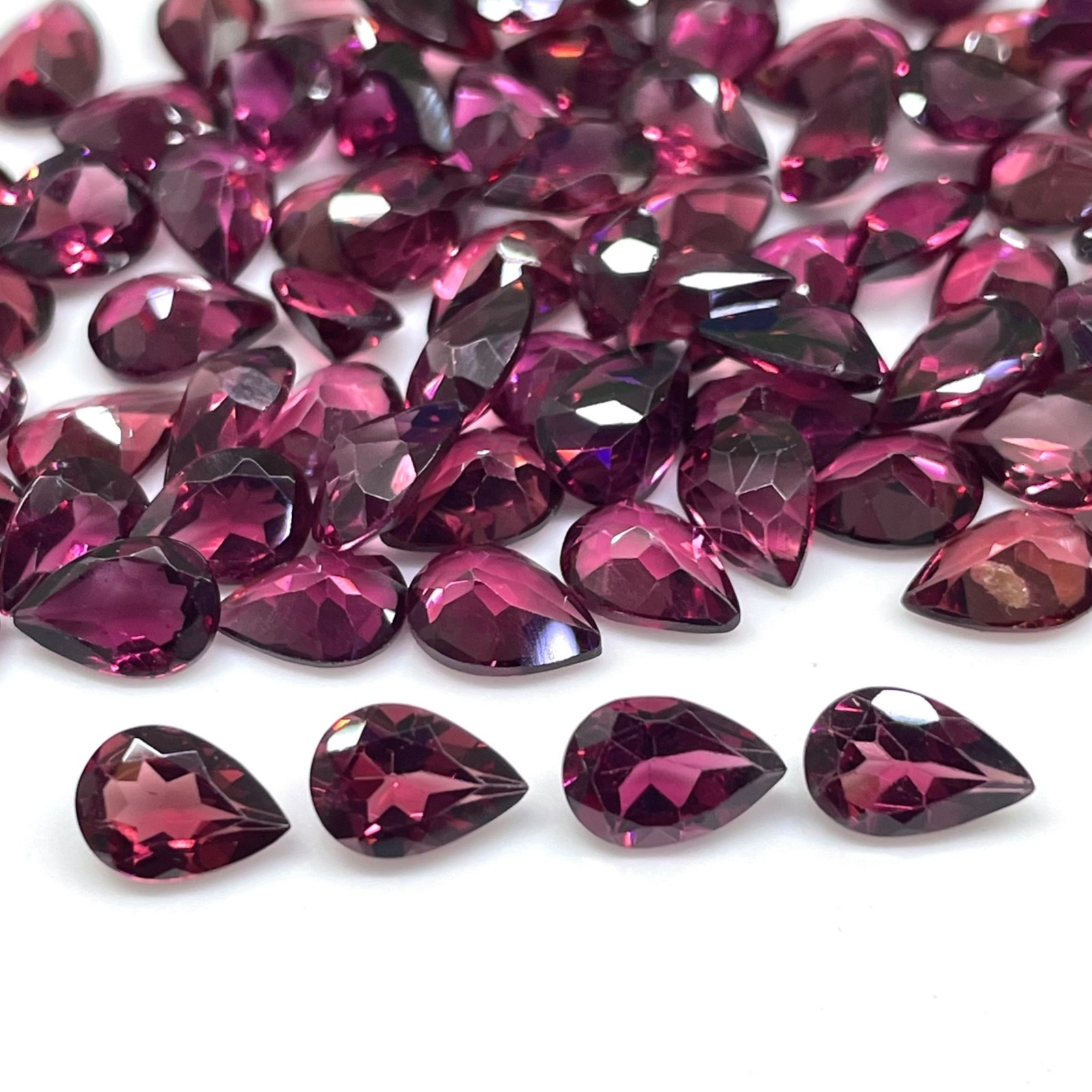 20 Pcs Natural Rhodolite Garnet 7x5mm Pear Cut Loose Untreated Gemstones