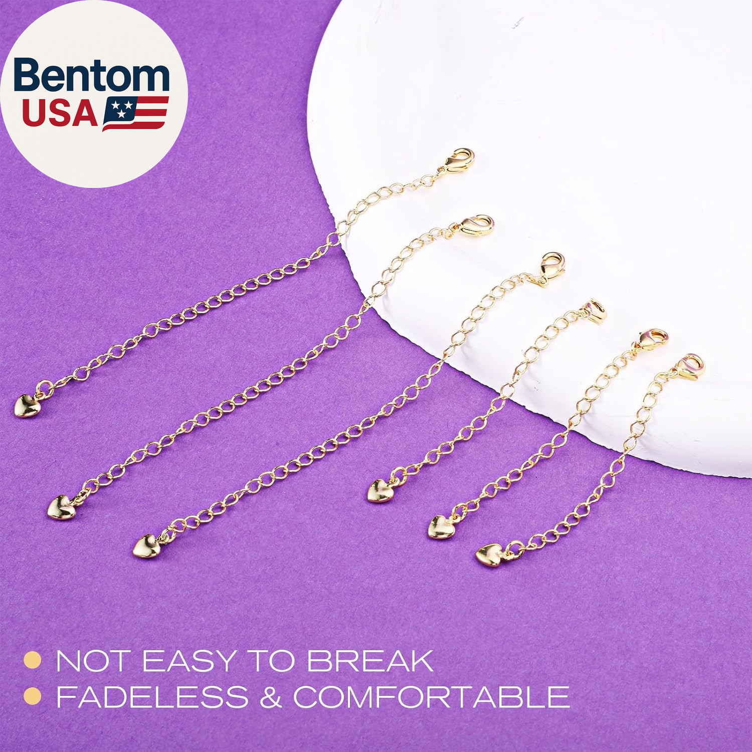 6 Pcs Gold Necklace Extenders for Women Non Tarnish Gold Bracelet Chain Extender