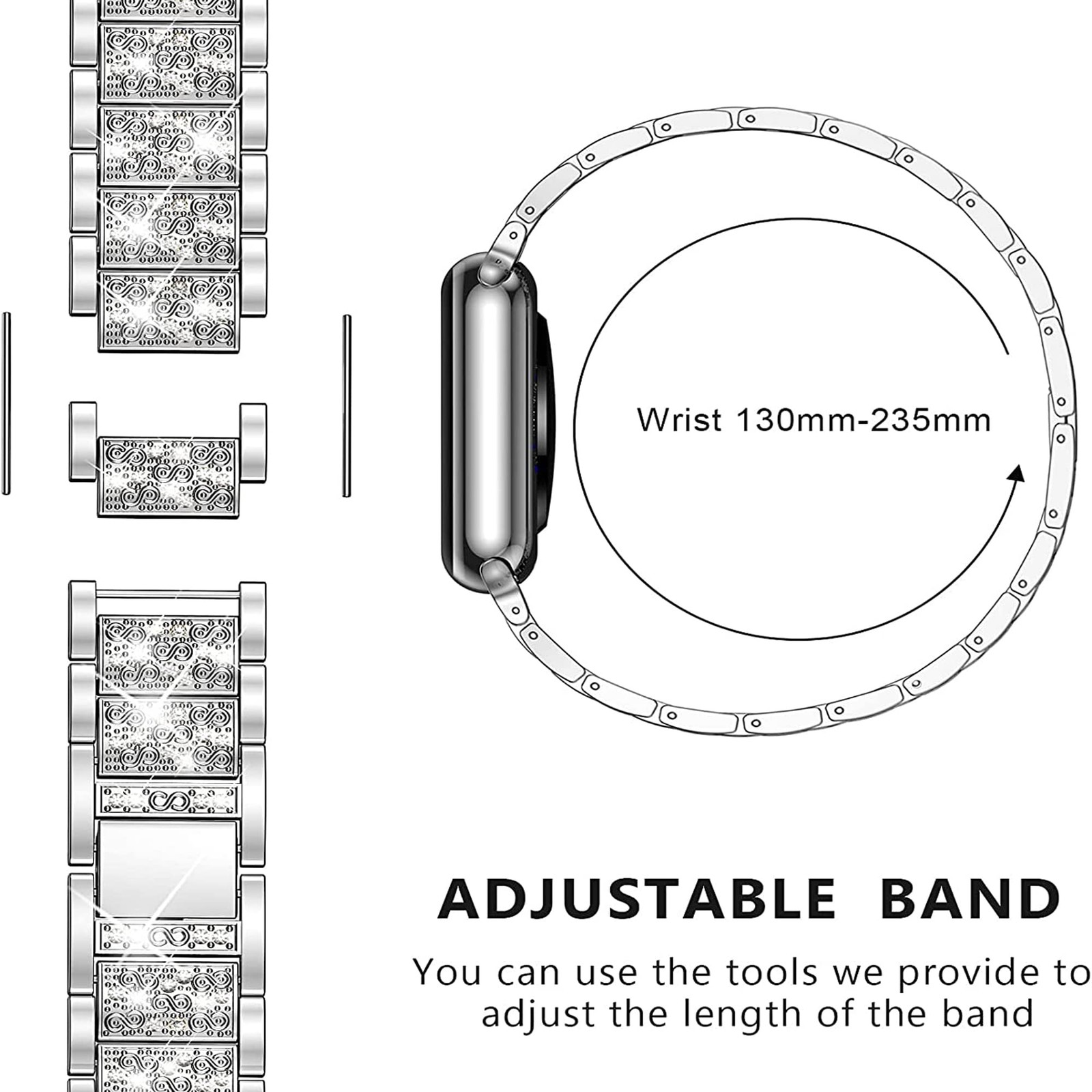 Compatible with Moto Watch 120 Bands, 18mm, 20mm, 22mm 18mm size band, Silver