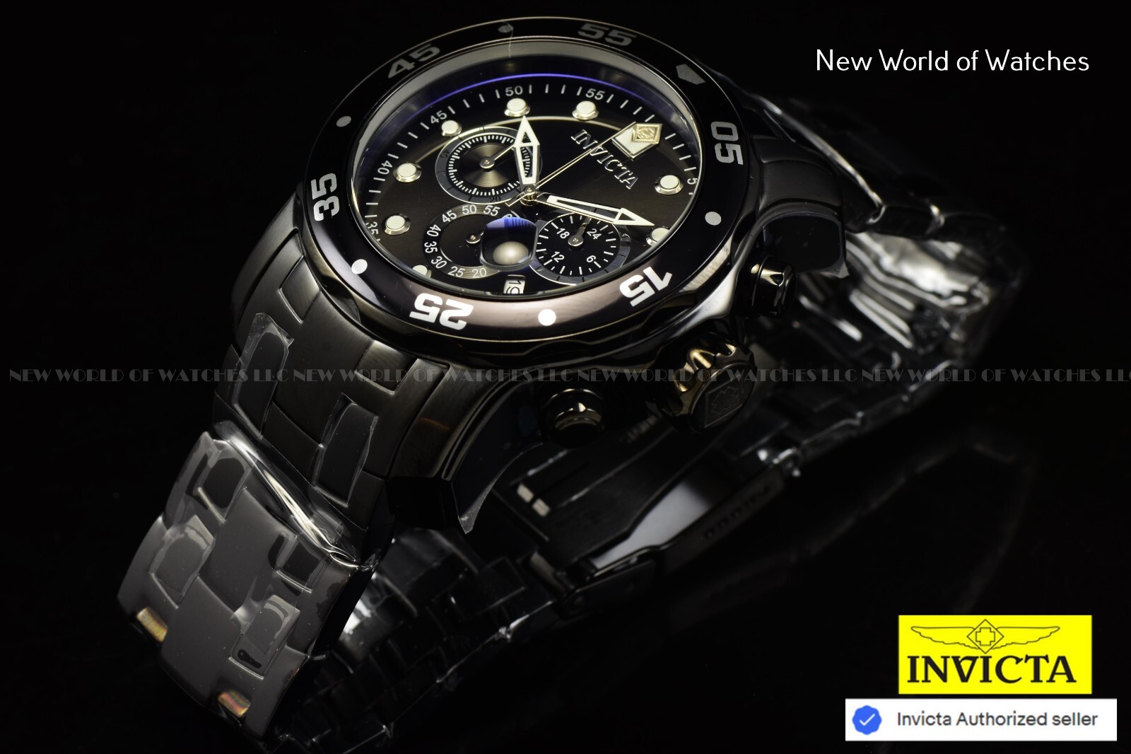 Invicta Men’s Pro Diver Scuba Chronograph Triple Black Combat Bracelet NEW Watch