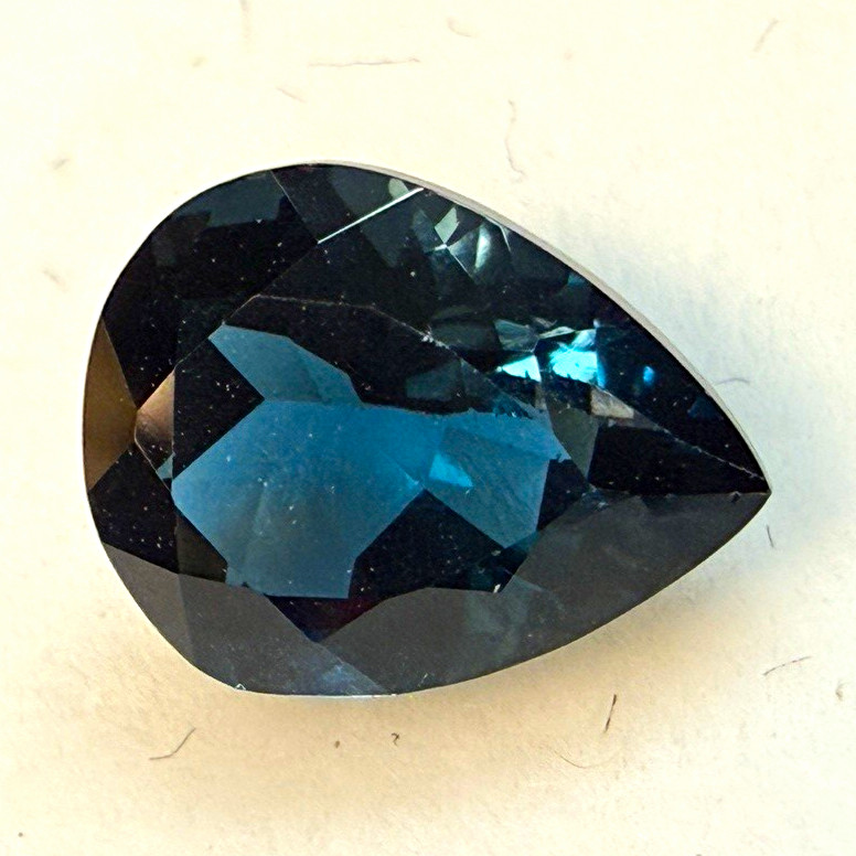 London Blue Topaz Faceted Pear Loose Gemstone Blue 2.20ct 9x7x4.7mm
