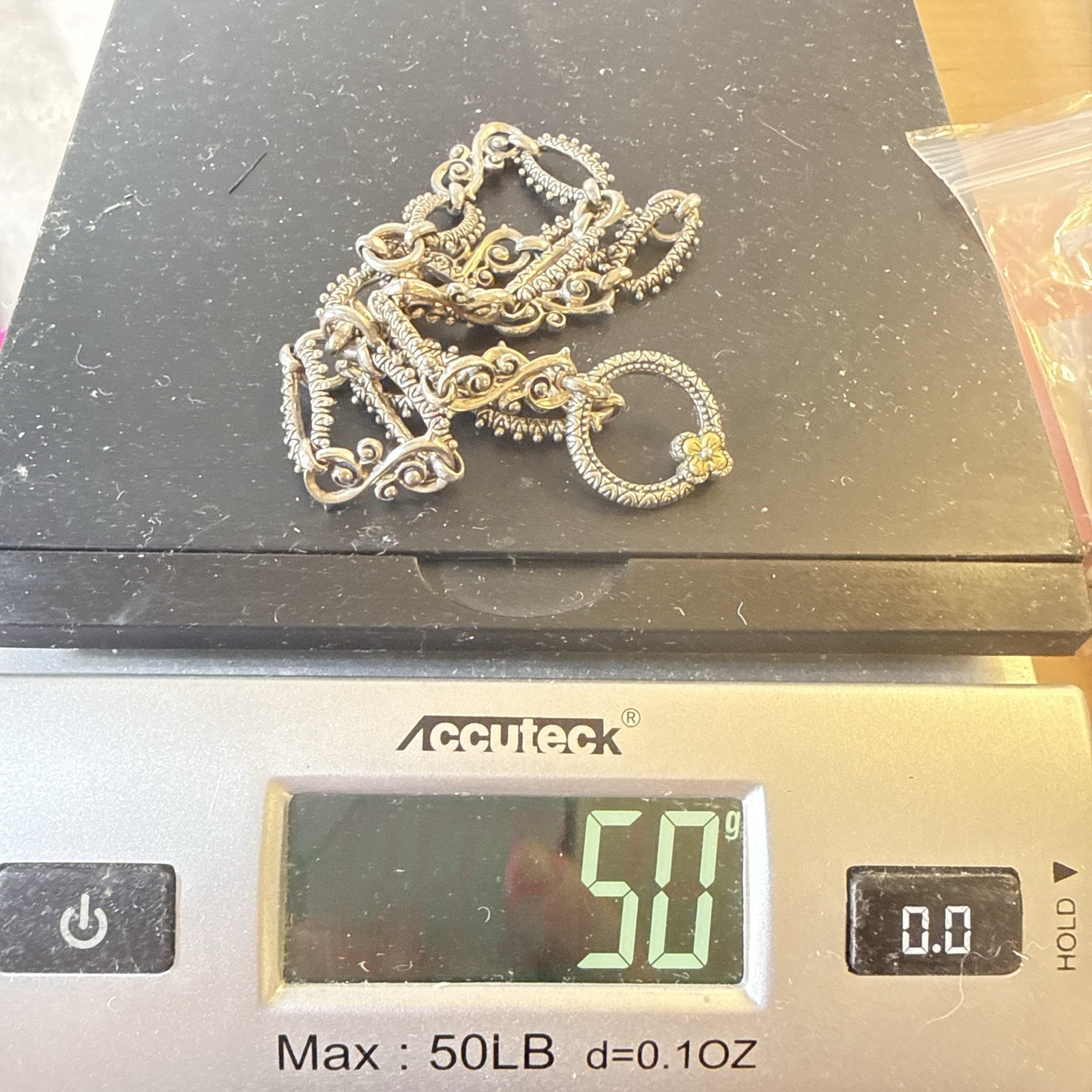 Barbara Bixby Necklace 18K Gold Sterling Silver Connector Ornate Chain Link 50g