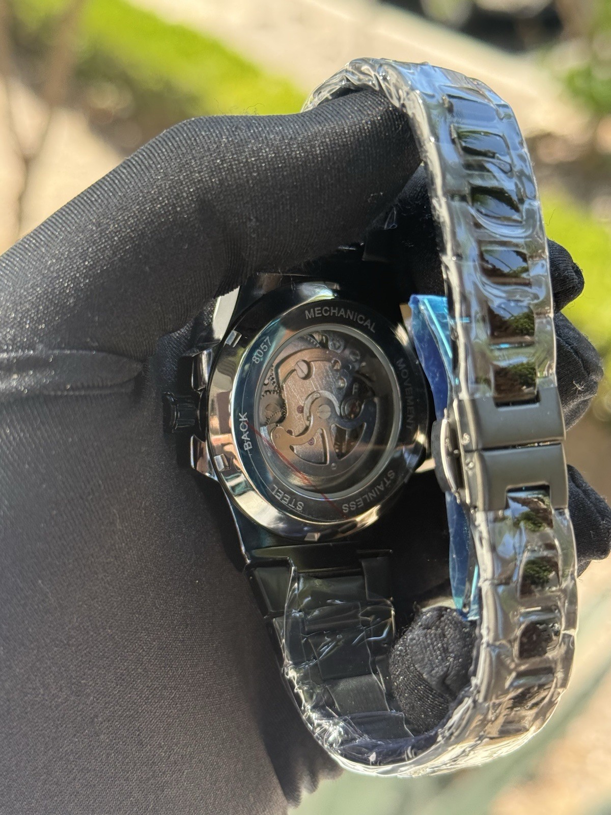 Reloj Nuevo Skeleton Automatic Men’s Watch Black Steel Bracelet 40mm 3ATM Lume