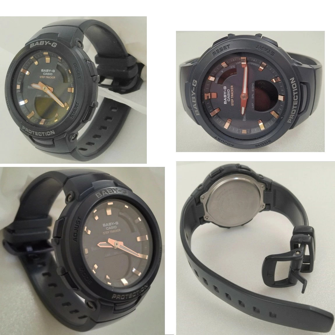 fully functional CASIO Baby G BSA B100 watch in near black gray color with 2 we
