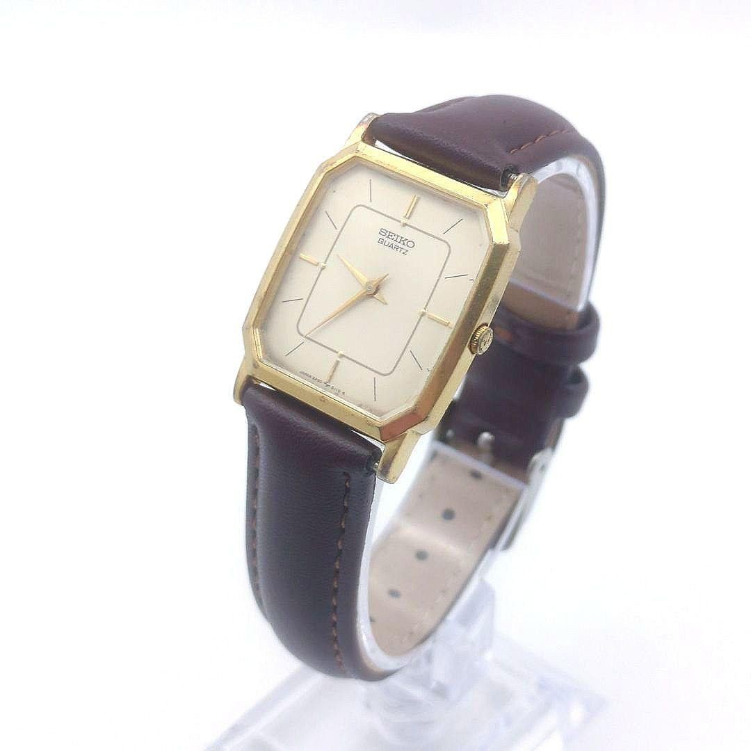 Good Condition SEIKO Boys Men s Watch Octagon New Belt Gold Square Working Item