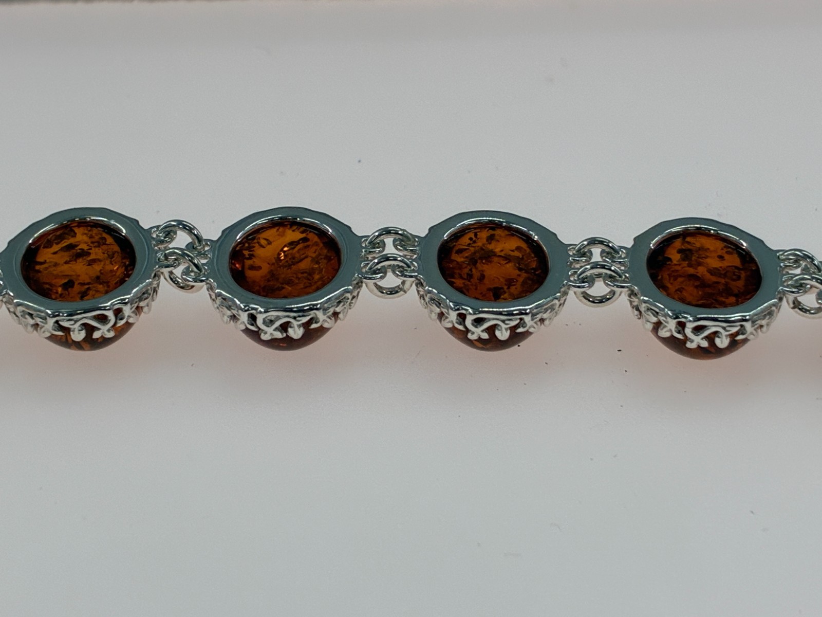 Baltic Amber Extraordinaire Cognac Orange Toggle Bracelet Sterling 925 6-6.75in