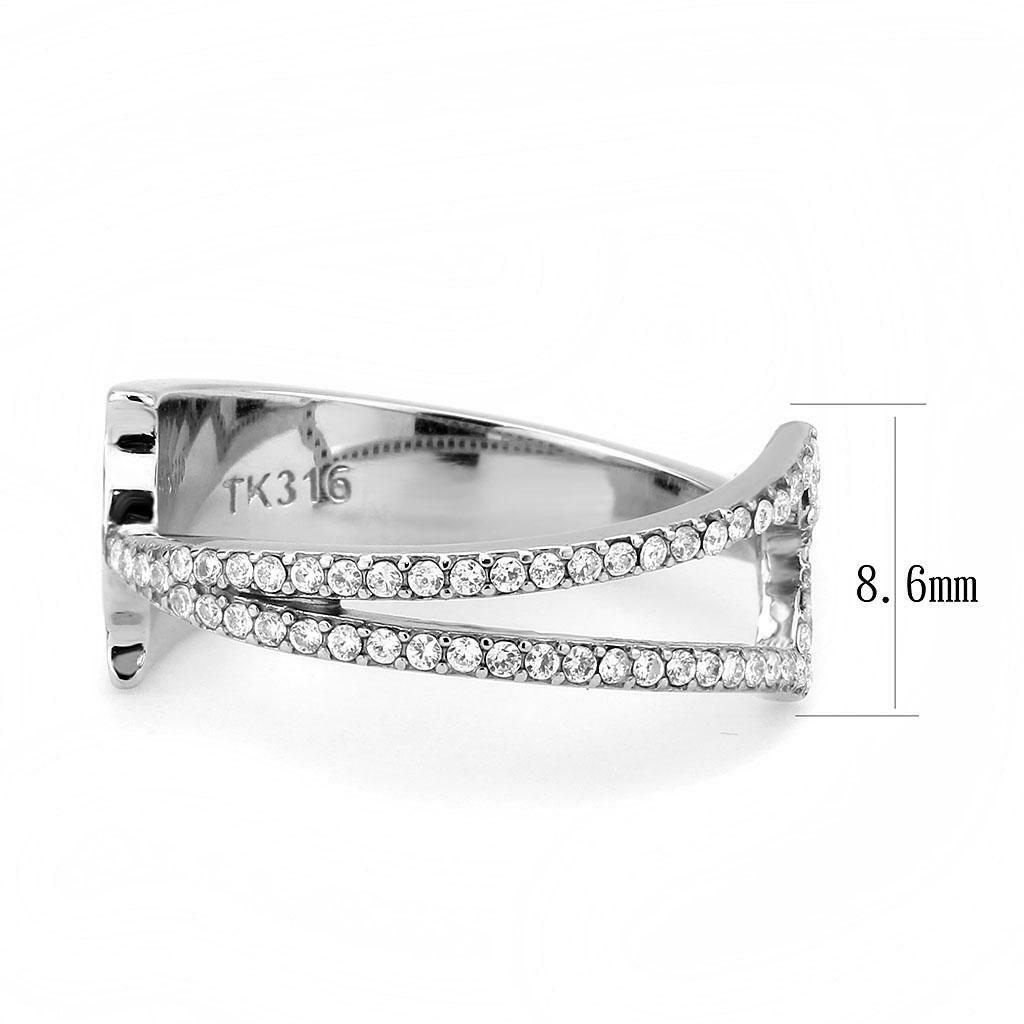 DA310 – No Plating Stainless Steel Ring with AAA Grade CZ in Clear
