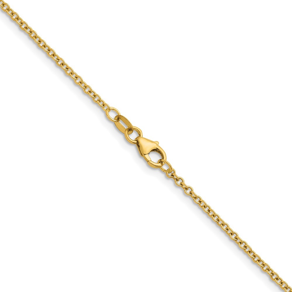 14k Yellow Gold Polished 2.0mm Solid Cable Chain Necklace 18″