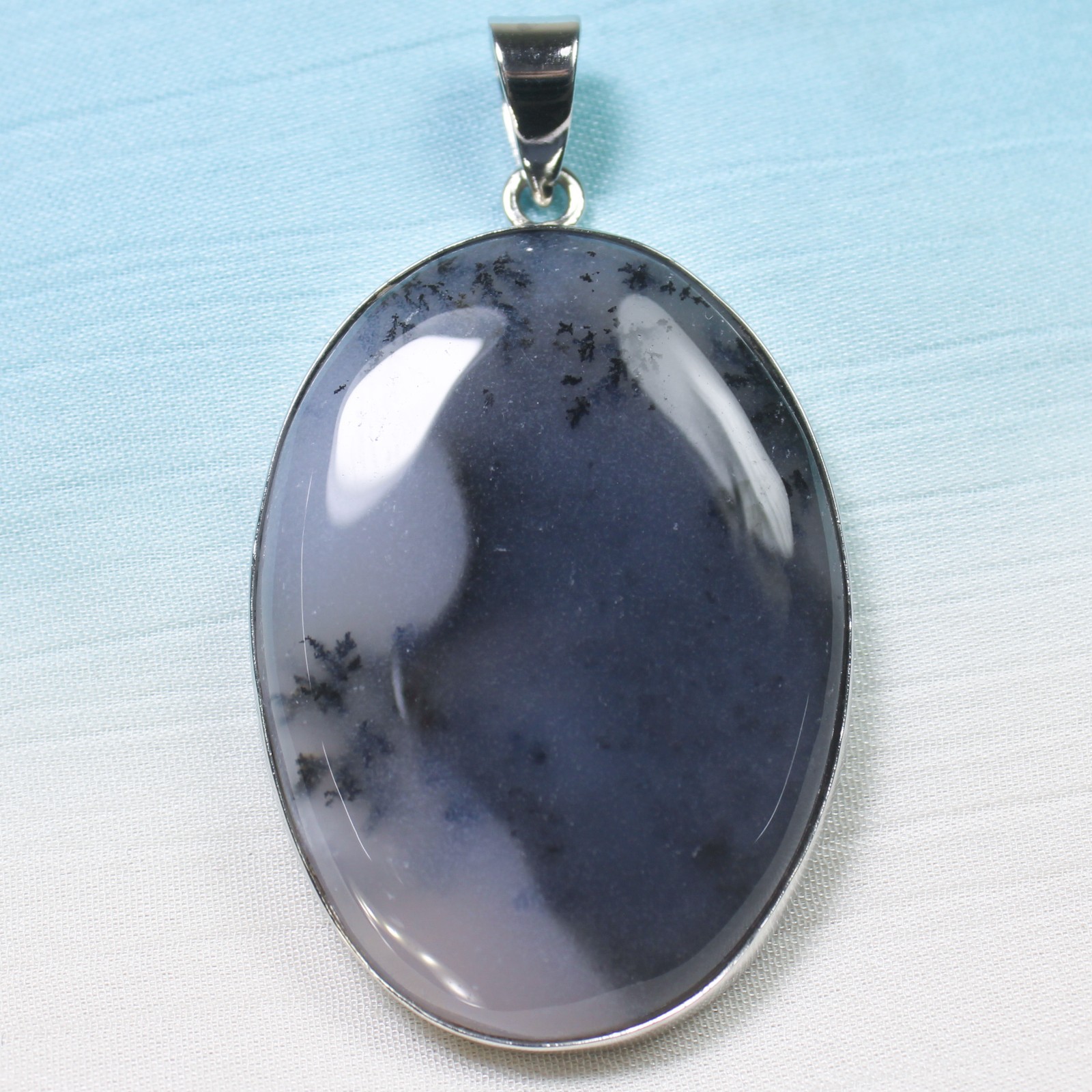 Dendrite Opal Pendant 925 Sterling Silver Vintage Gemstone Jewelry 13.75 g