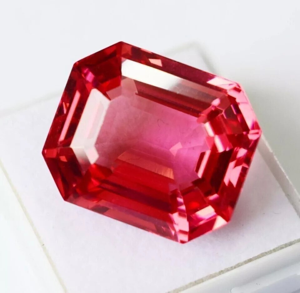 EMERALD CUT CERTIFIED LOOSE GEMSTONE NATURAL PADPARADSCHA SAPPHIRE 50 CT+ BEST