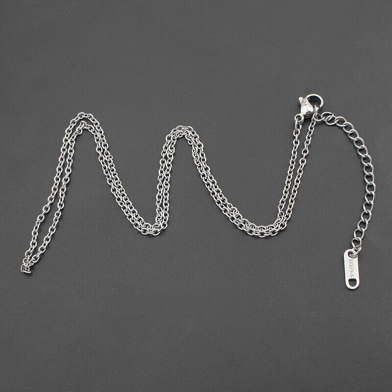 2Pcs Stainless Steel 2mm Width O-Link Necklace Fashion Jewelry 16+2″ Chain