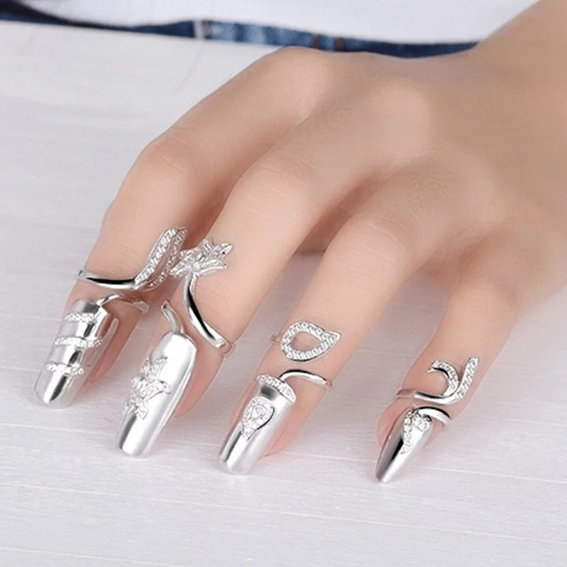 4 Pcs Open End Knuckle Rings for Women Nail Rings Fashion Jewelry