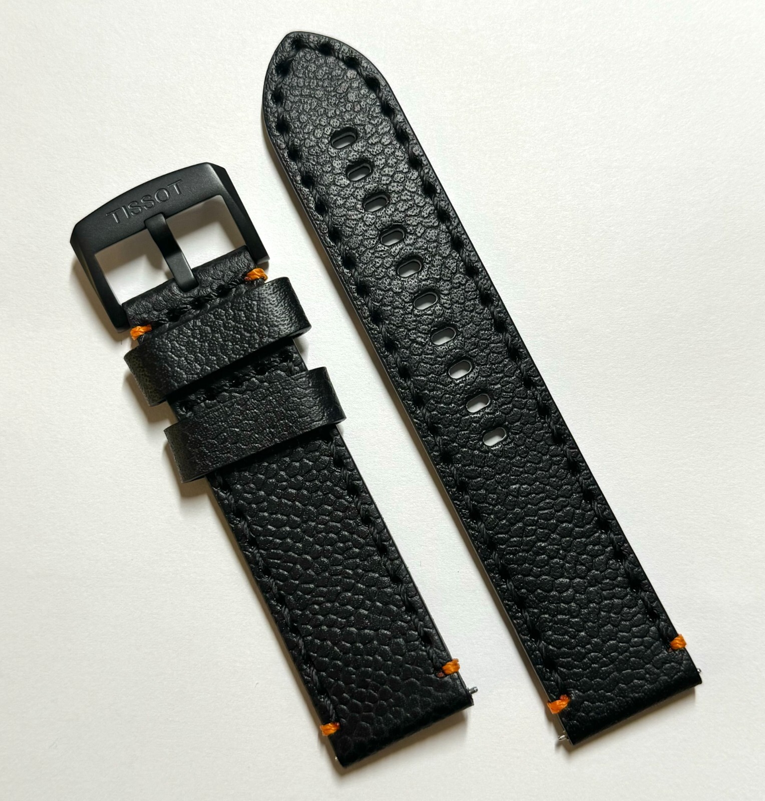 Original Tissot Super Sport T125617A 22mm Black /Orange Leather Watch Band Strap