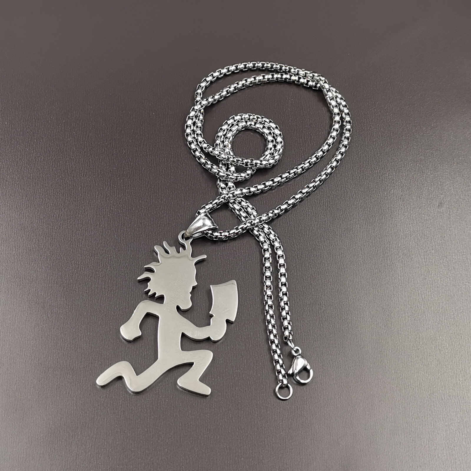 ICP Hatchetman Charm Juggalo Pendant Necklace Stainless steel Rolo Chain 24”