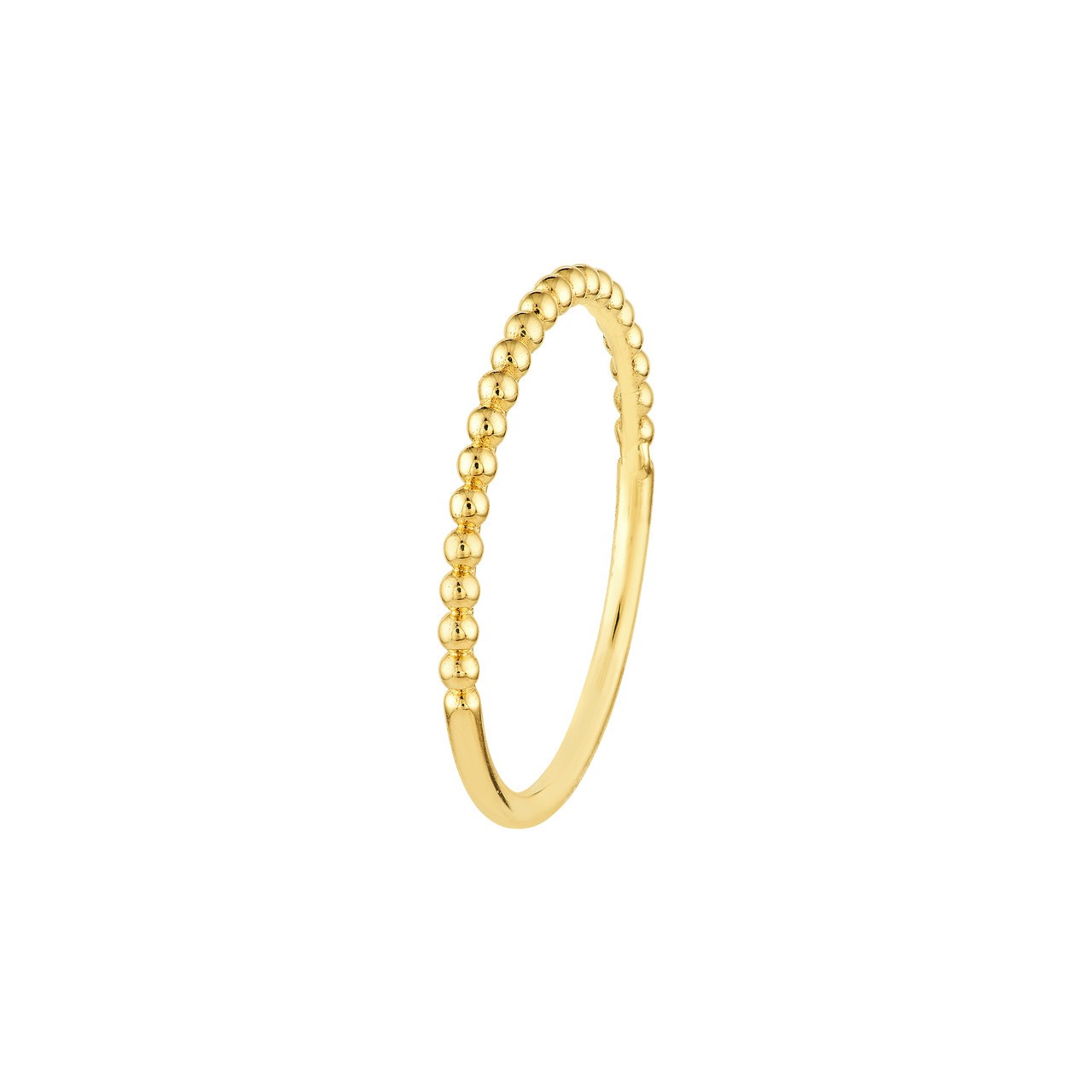 1.6mm Beaded Single Row Ring Real 14K Yellow Gold All Sizes