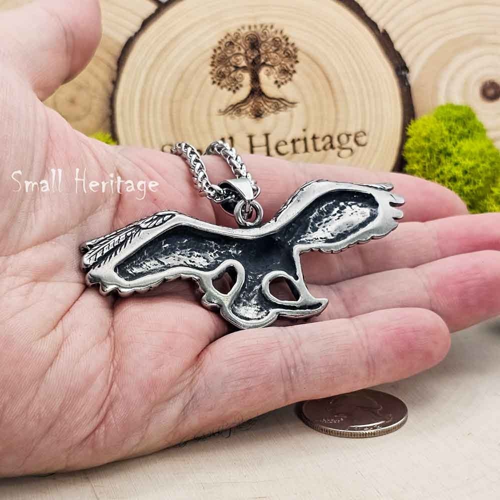 Large Eagle Necklace Heavy Stainless Steel Pendant with Chain Small Heritage