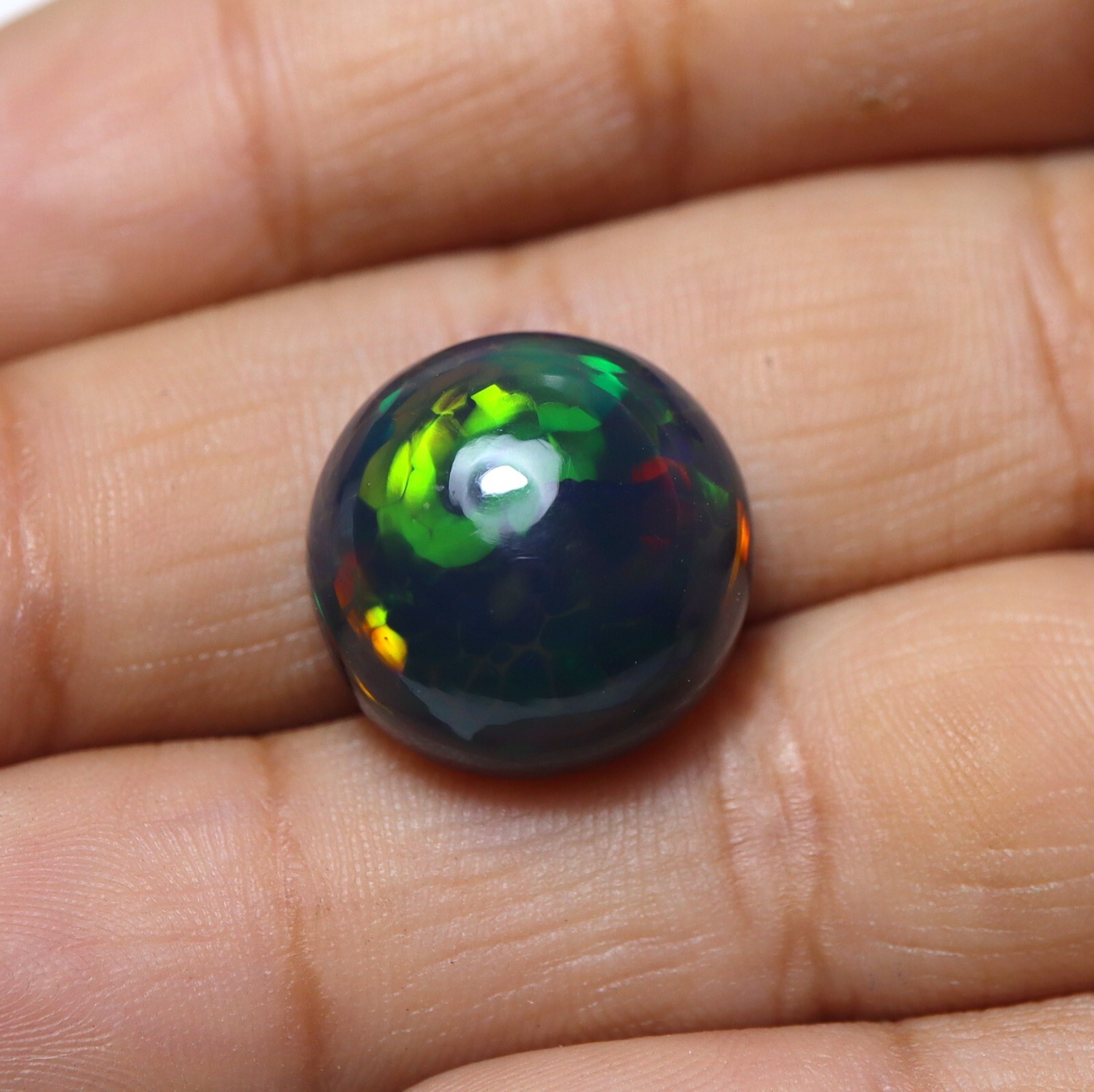 9.8 Ct 14.7 MM Real AAA Flashy Multi Fire Smoked Black Ethiopian Opal Round