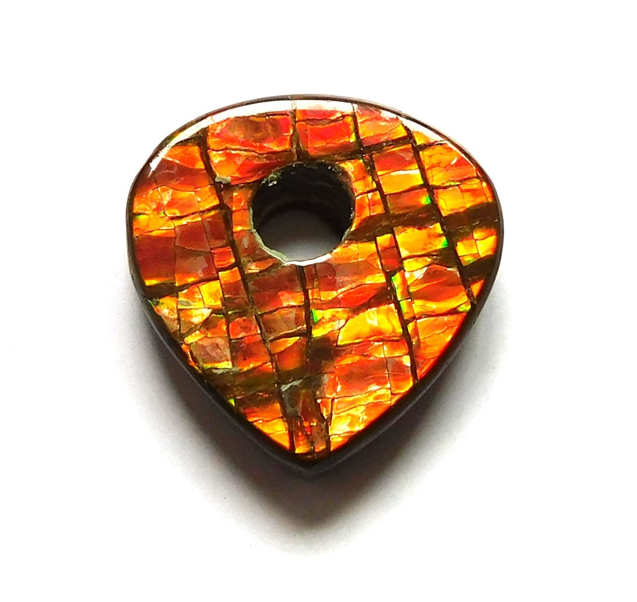 13.45 Ct Natural Canadian Ammolite Donut Gemstone 17.4X17X4.8MM KC08