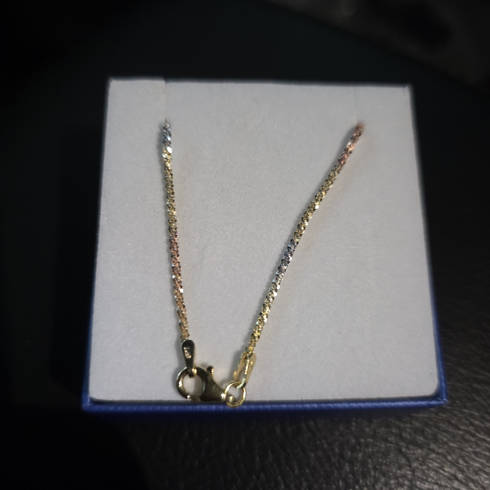 14k Gold plated 925 Tri-color Rope Chain 1.5mm Twist Link Necklace 24″