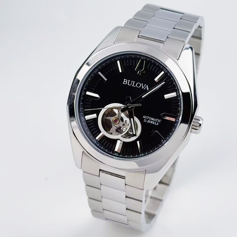 Bulova Men’s Surveyor 96A270 Black Dial Stainless Steel Automatic Watch 42mm