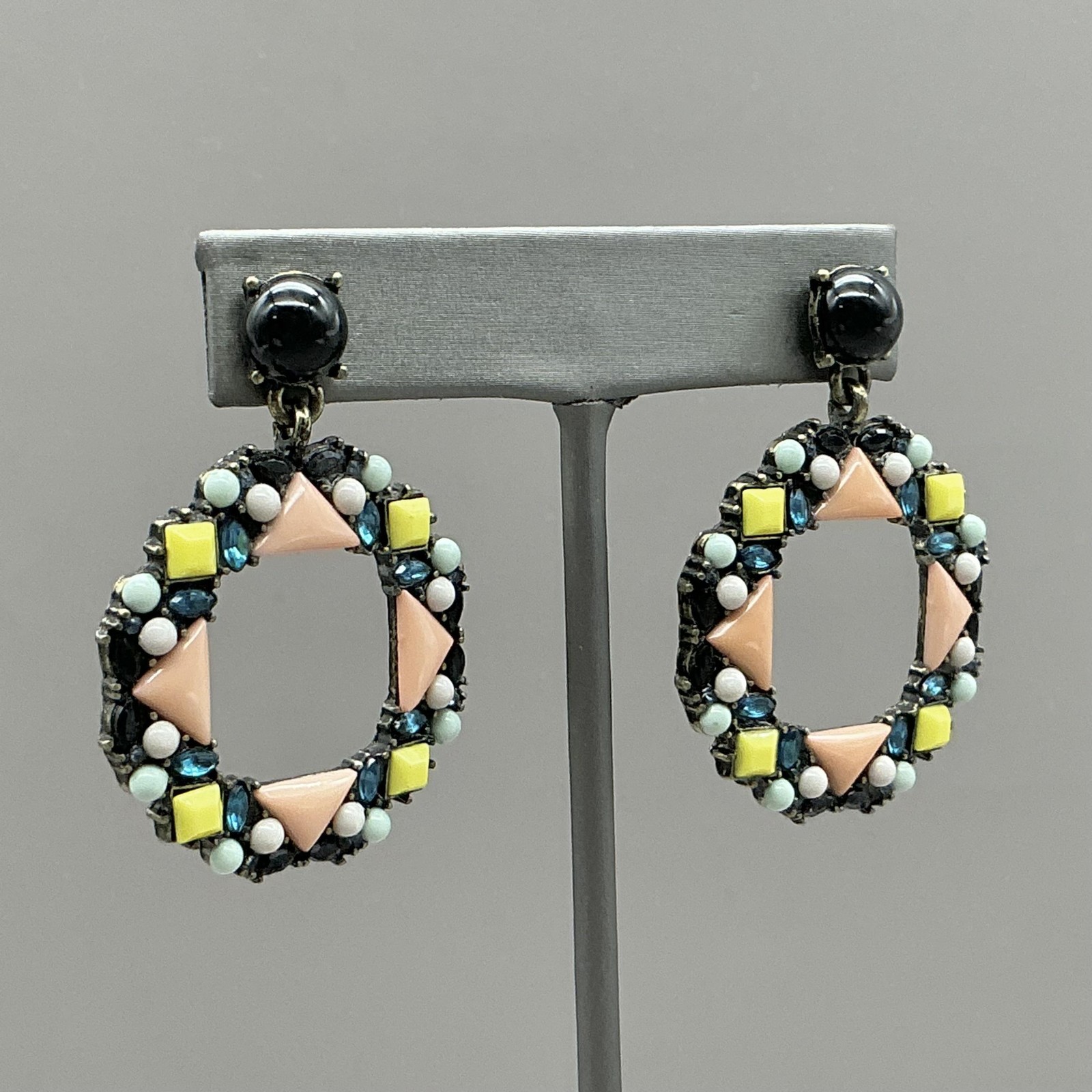 Earrings Multicolor Resin Rhinestone Circle Dangle Drop Womens Statement Jewelry