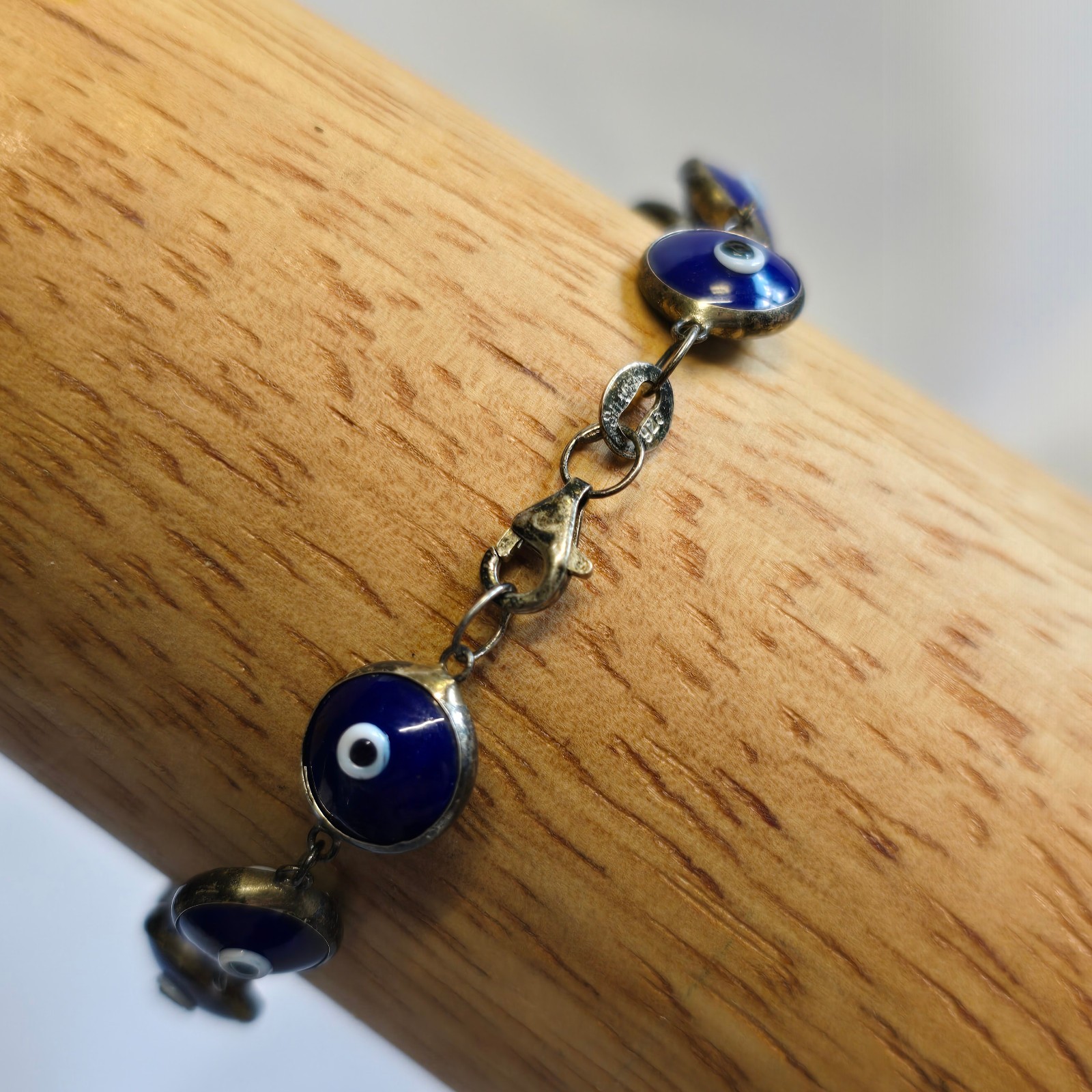 Sterling Silver Evil Eye Bracelet 7.83g Fine Jewelry 7.25″ Lobster Clasp