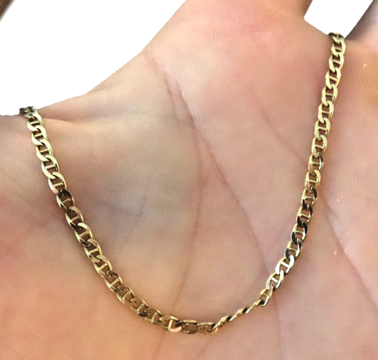 PRB Real Solid 14K Yellow Gold Thin Mariner Link Chain Necklace 24″LONG 2.5 mm