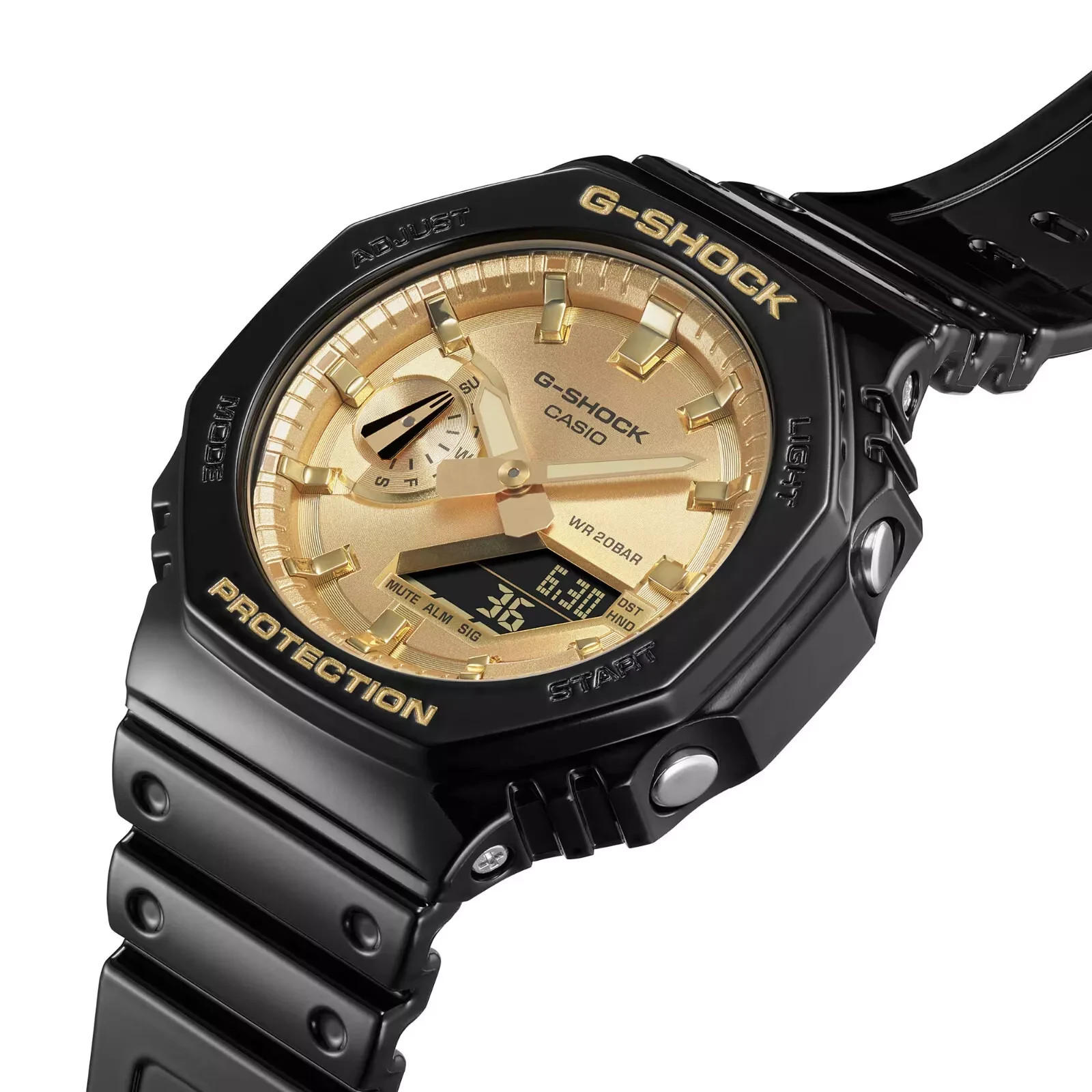 Casio G-Shock Carbon Core Guard Glossy Black / Gold Watch GA-2100GB-1A