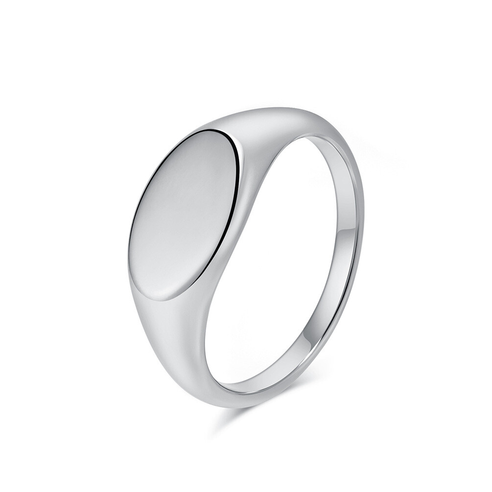 Women Signet Ring Stainless Steel Plain Square Shape Simple Wedding Statement
