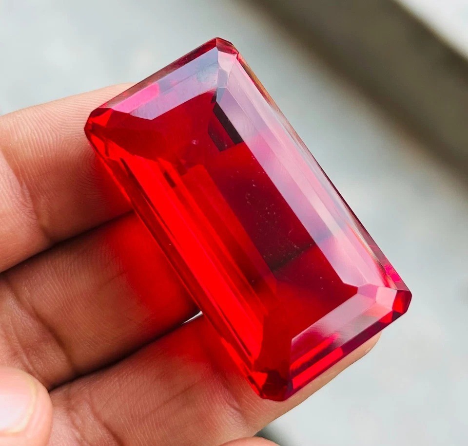 GIE 19.55 Ct Natural Certified Emerald Cut BURMA Blood Red Ruby Loose Gemstone