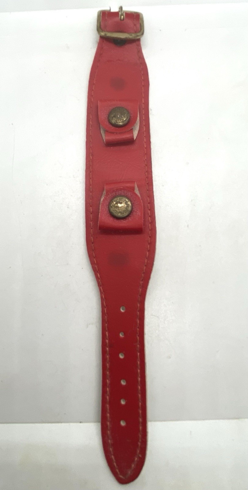 NEW VTG Cuff Watch Band Bund Red Leather 13mm Lugs New Old Stock Up To 7” Wrists