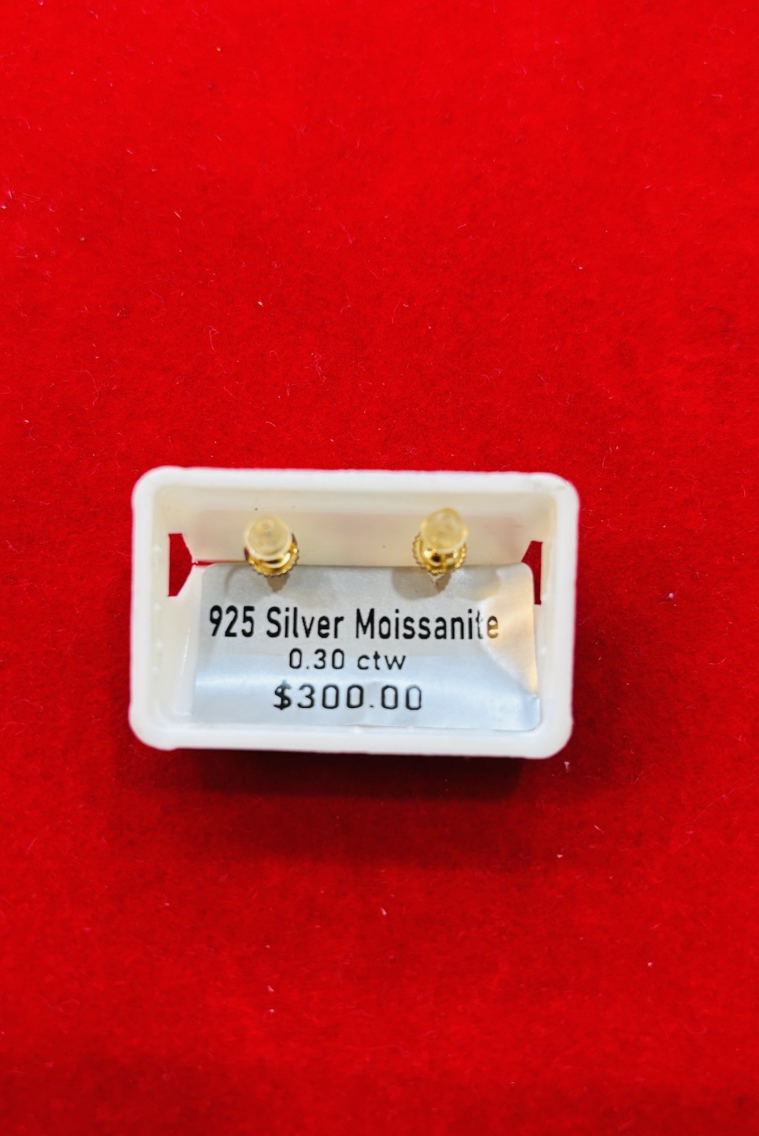 925 Sterling Silver Gold Tone Square Moissanite Pavé Stud Earrings Butterfly