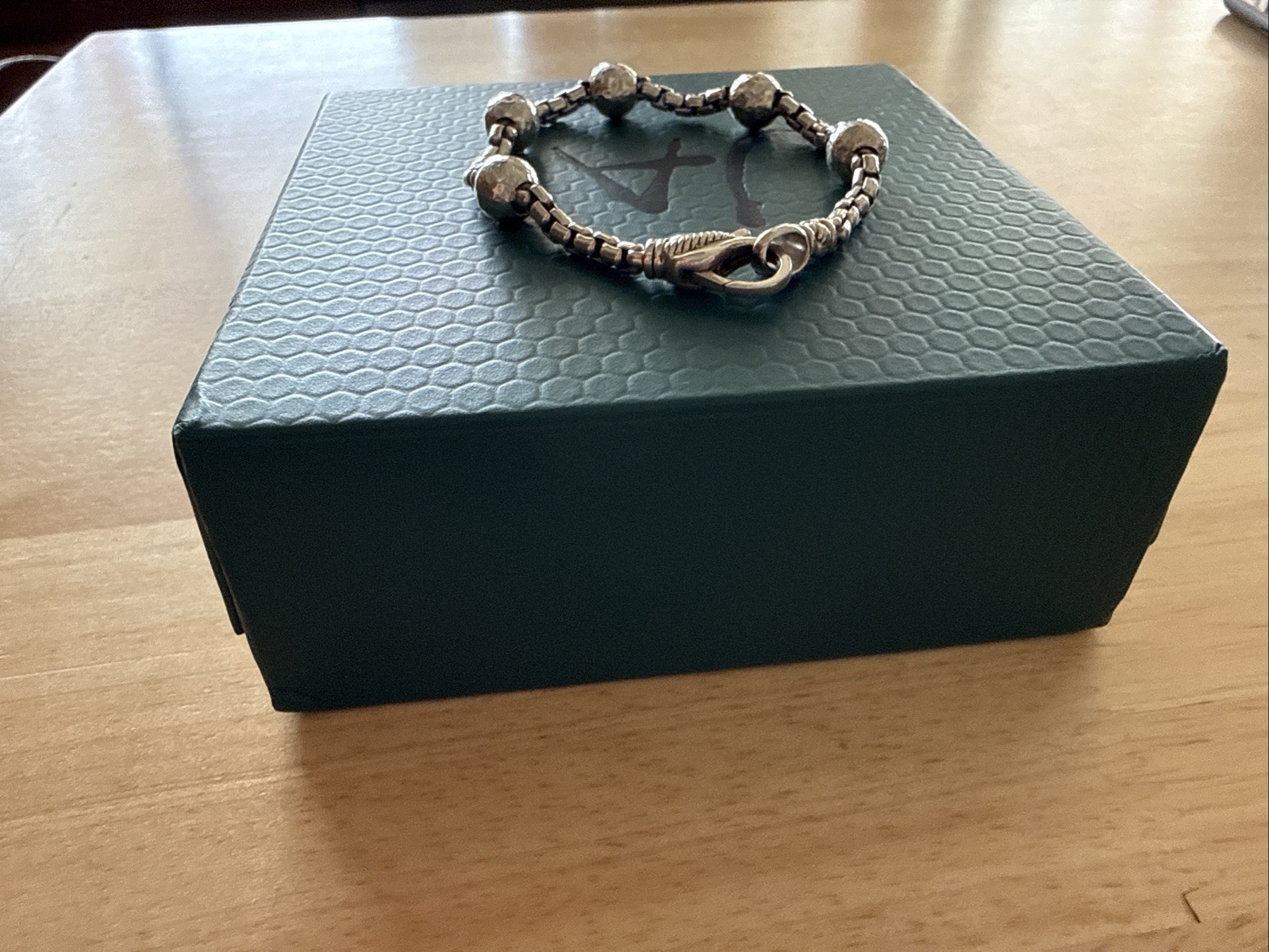 Jai John Hardy Hammered Bead Box Chain Bracelet size small
