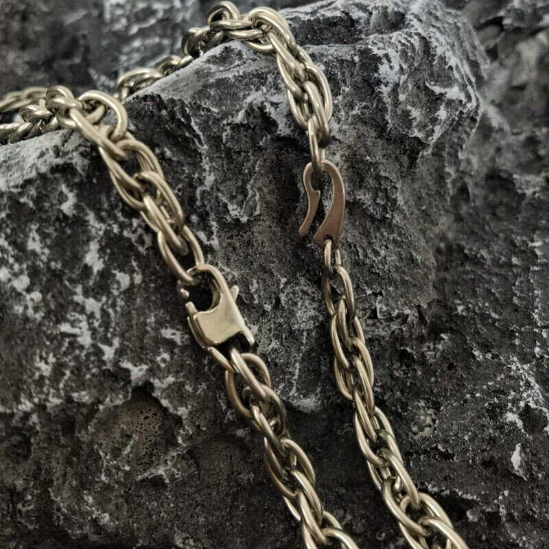 Pure titanium necklace twisted bracelet 7mm lightweight anti allergic 7.9 inches