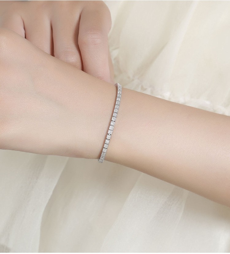 Ladies Princess Cut Moissanite Tennis Chain Bracelet Real 925 Sterlng Silver