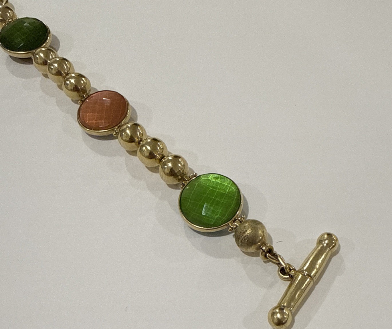 Vintage Steve Vaubel Signed Gold Plated Bracelet W/Gems – Estate Jewelry – 9”