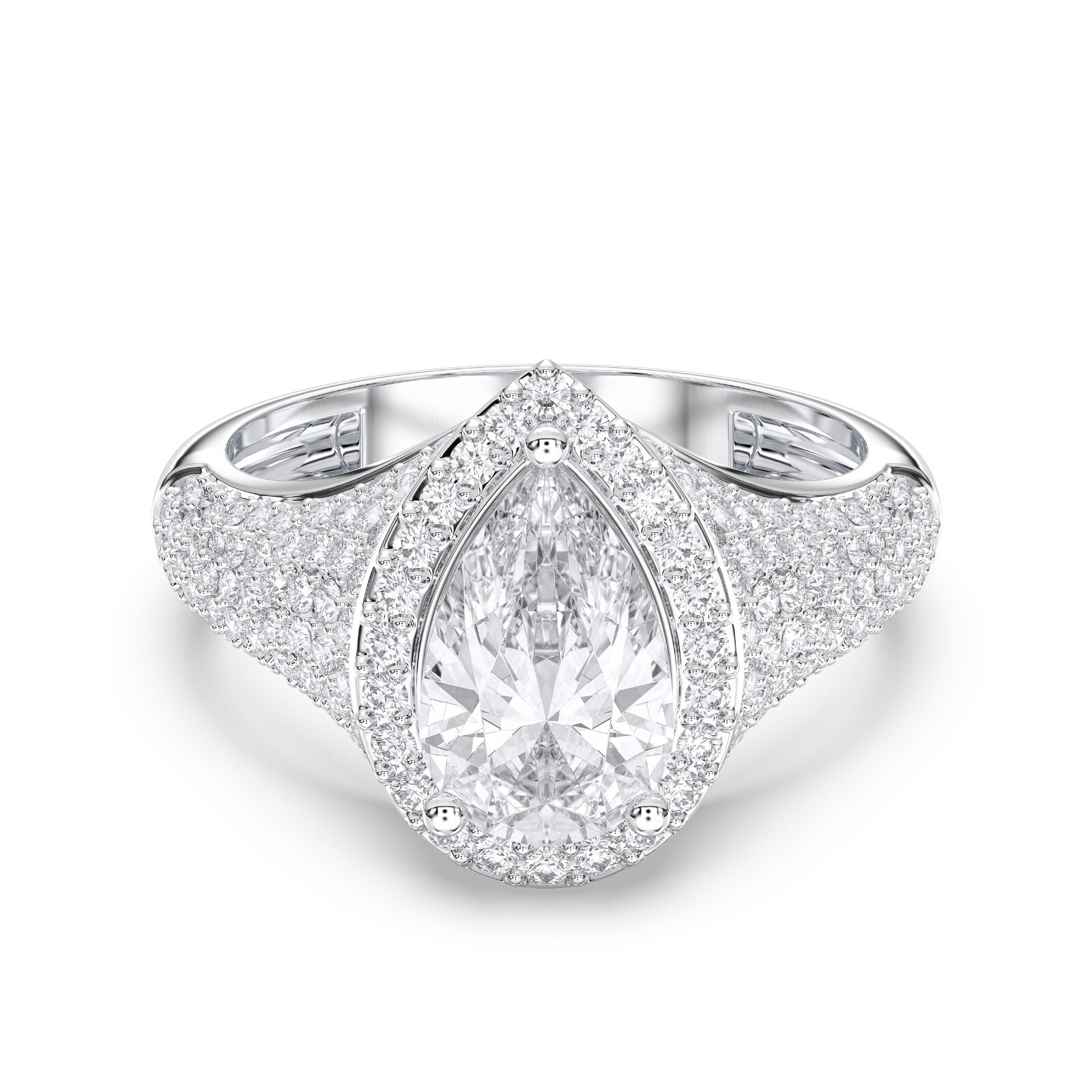 IGI Certified Lab Grown Diamond Engagement Ring 3.27ct Pear 14k Gold