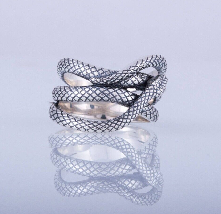 925 Silver Plated Vintage Snake Ring – Royal Style Promise Ring for Christmas