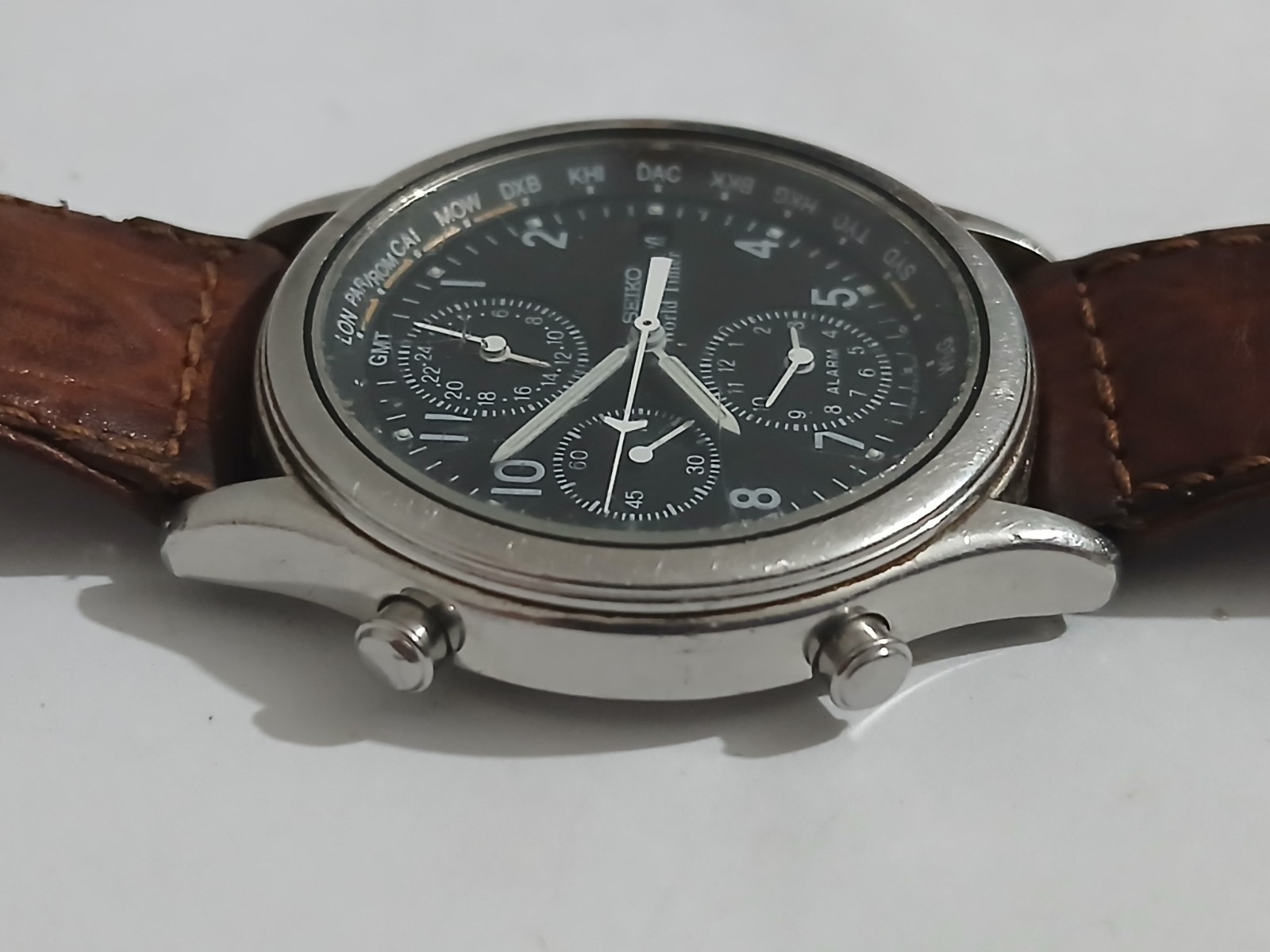 Vintage Seiko Alarm Clock Seiko GMT Seiko 5T52-6A10 Wrist Watch