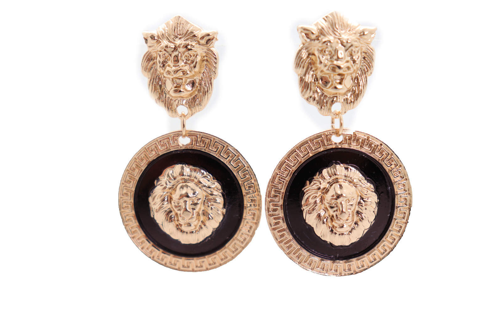 Women Special Style Earrings Set Fashion Jewelry Gold Lion Round Bling Bold Look