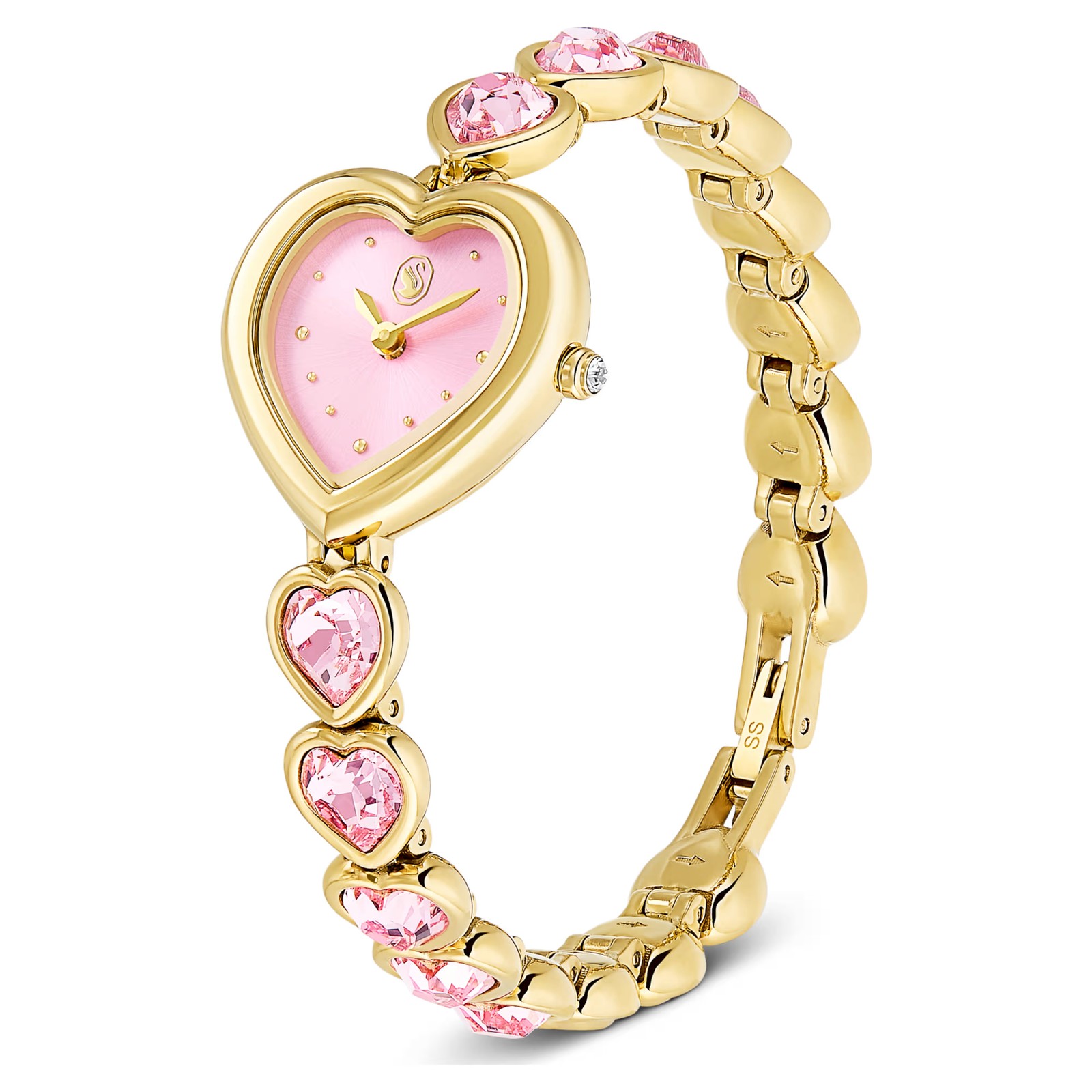 Swarovski Idyllia Heart Watch, Crystal Bracelet, Pink, Gold Tone Finish 5741519