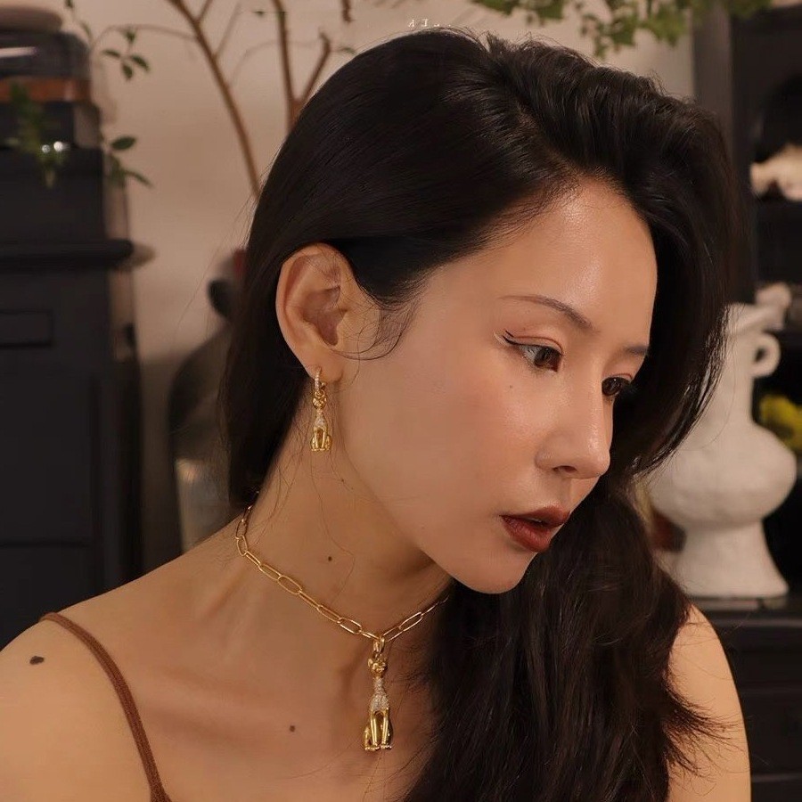 14K Gold Plated Egyptian Cat Fashion Charms Octopus Drop Dangle Hoop Earrings