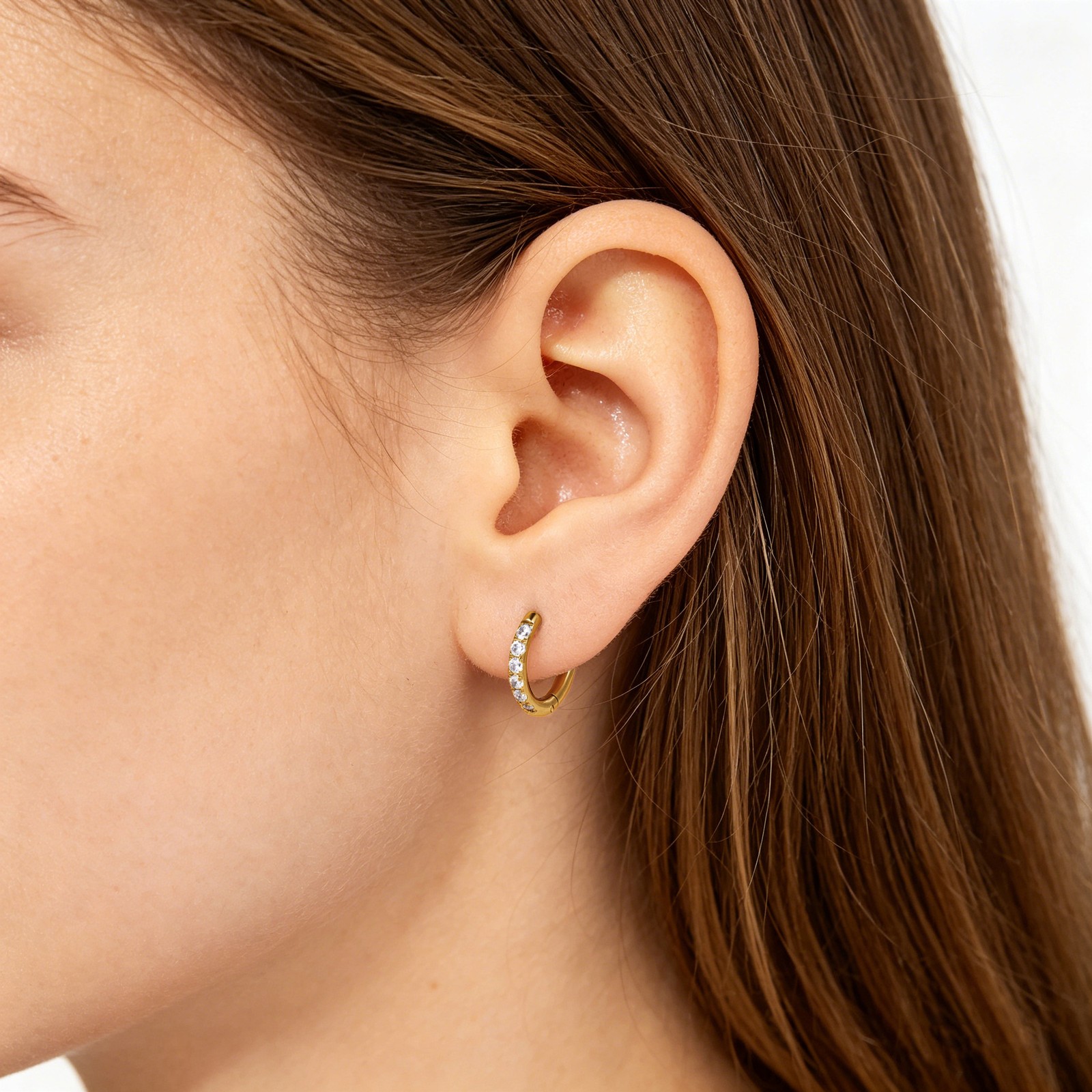 1 Pair 18g G23 Titanium Hoop Earrings Crystal Ear Helix Conch Piercing Jewelry