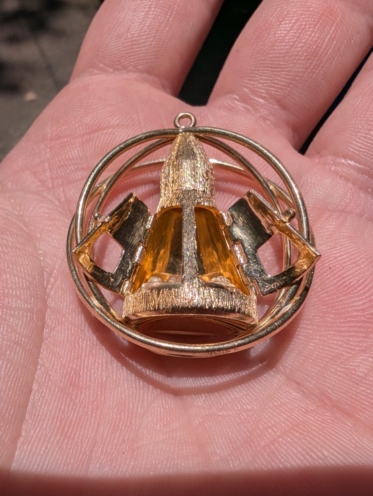 Vintage 14k Gold Mechanical Gemini Space Capsule Charm Pendant Heavy 19g+ NASA