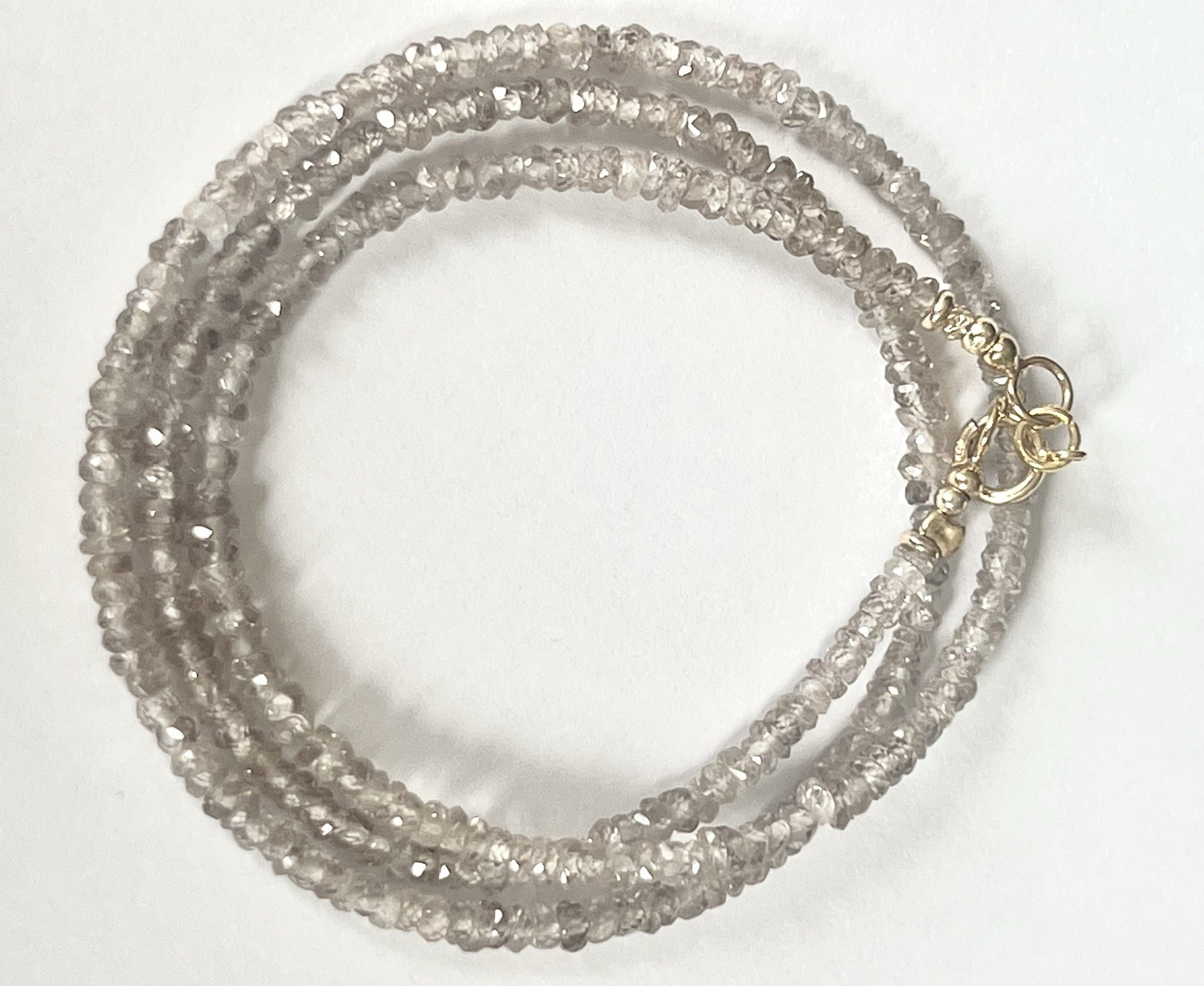 Natural zircon chain 375/9 carat yellow gold, 47 cm, grey/brown, beige