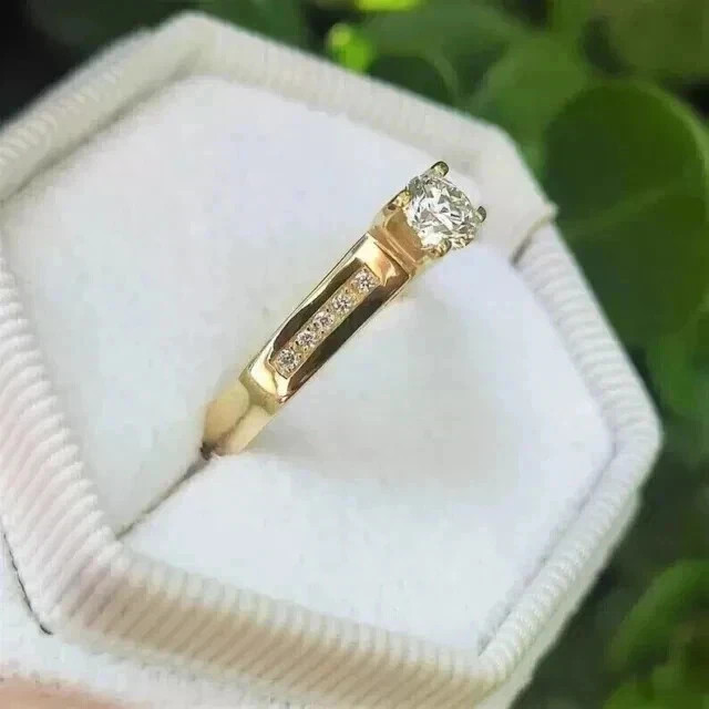 2.1Ct VVS1 Round Cut Lab Created Diamond Anniversary 14k Yellow Gold Finish Ring