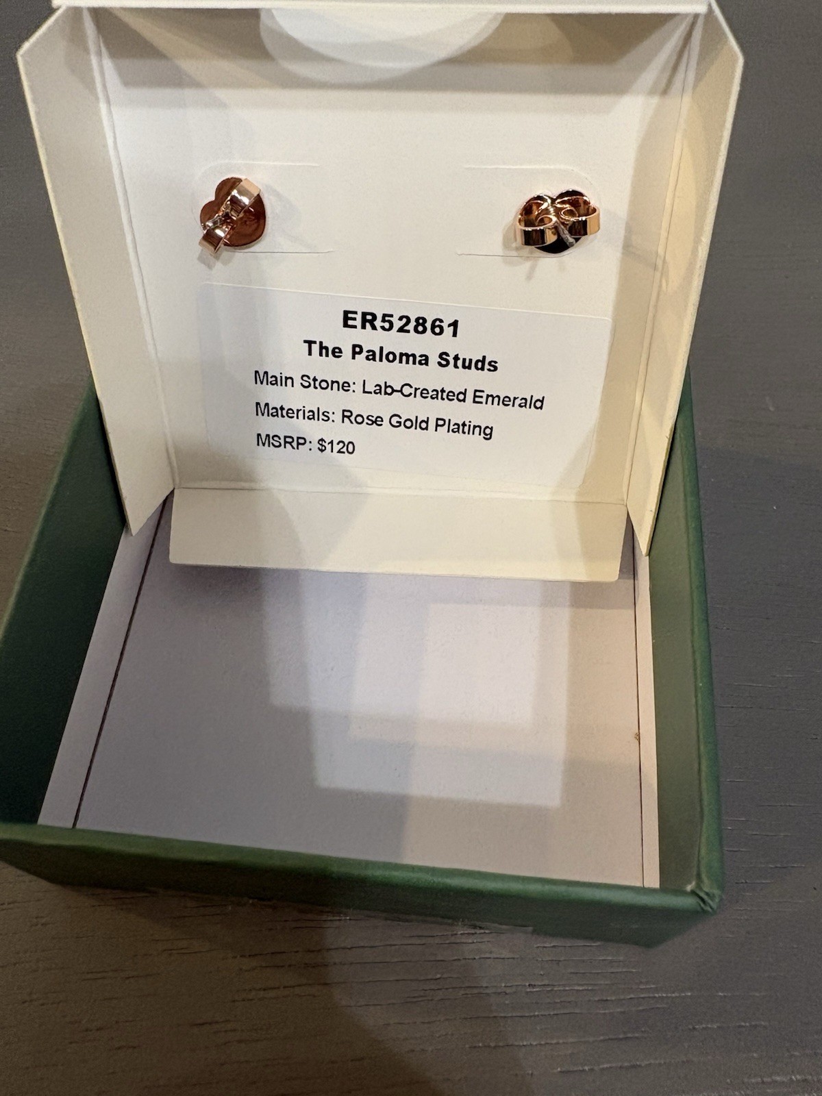 ER52861 The Paloma Studs Main Stone: Lab-Created Emerald Rose Gold Plating