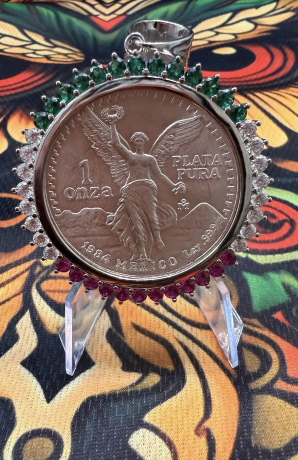 925 Sterling Silver Bezel.with 1oz 1984 Libertad Coin Mexico