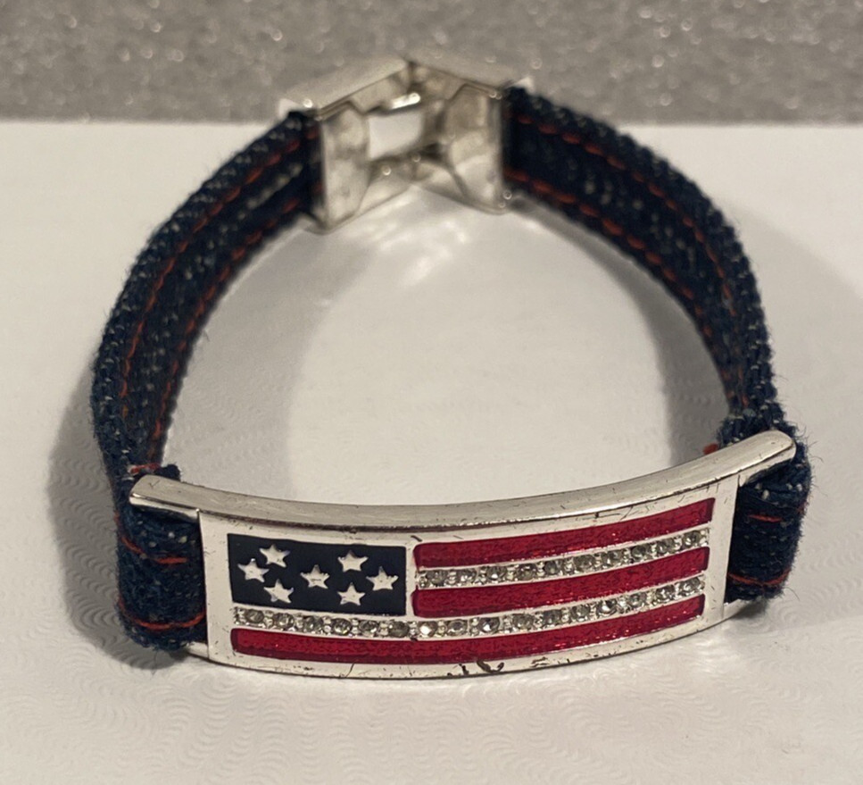 7″ Studded USA Flag Bracelet – Classic Tommy Hilfiger with Denim Strap. #5